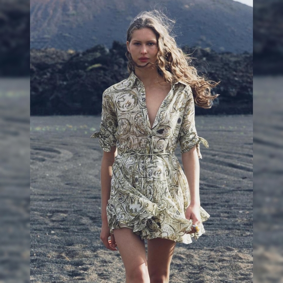 printed short dress zw collection PRINTED 100% RAMIE DRESS ZW COLLECTION (read